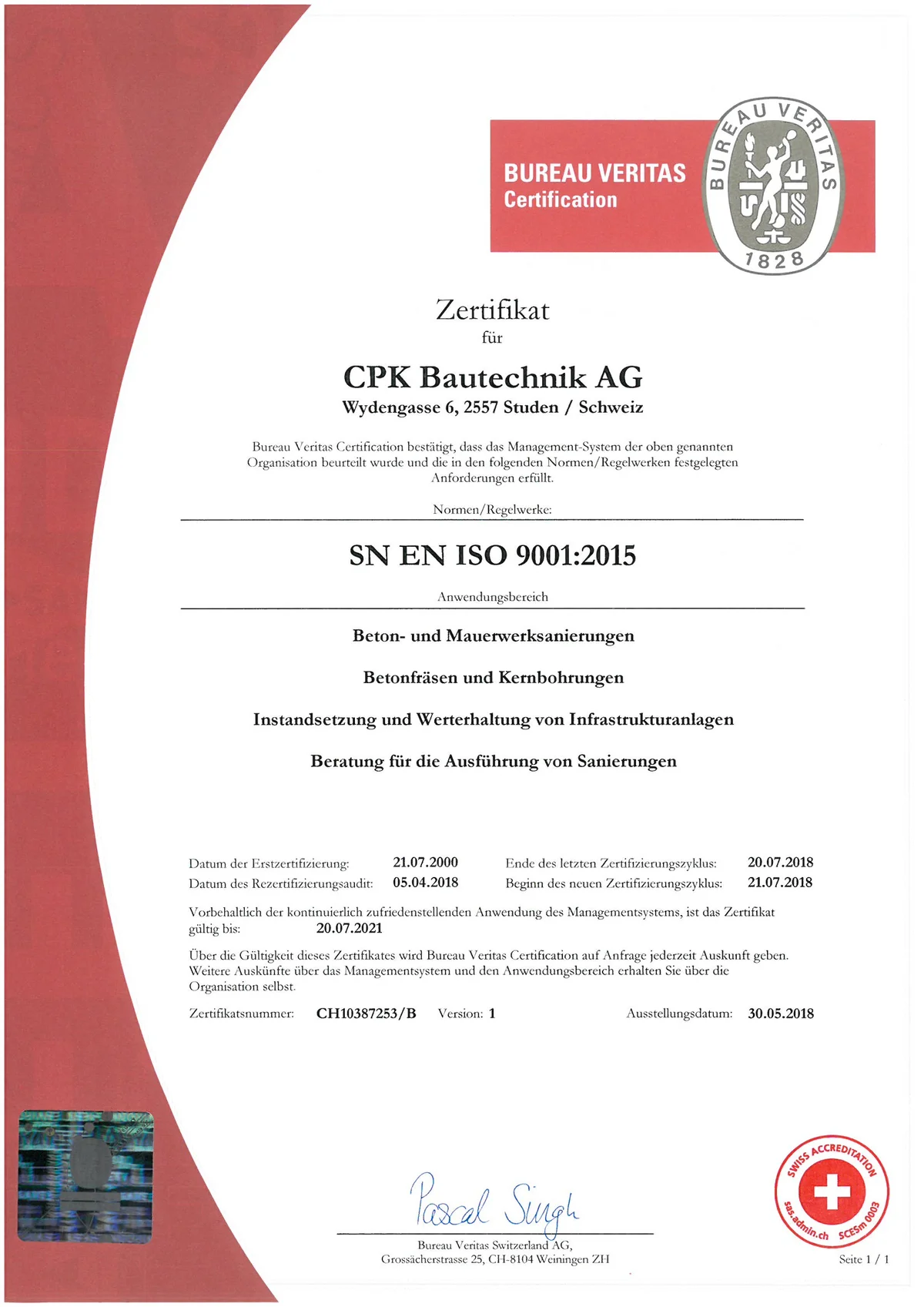 ISO-Zertifikat 2018